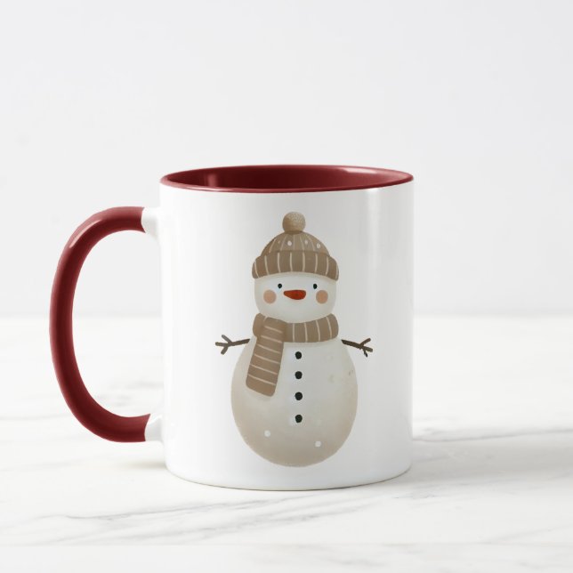 Süße Schneemannzeichnung Weihnachten Tasse (Links)