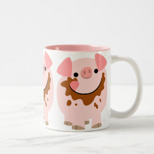 Süße Schokoladen Cartoon-Schweine-Tasse Zweifarbige Tasse