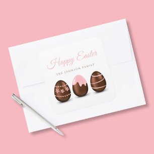Süße Schokoladeneier Frohe Ostern Quadratischer Aufkleber