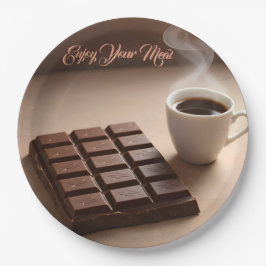 Süße Schokoladenriegel und Coffee Cup individuell Pappteller
