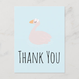 Süße Schwan Mädchen Rosa Geburtstag Dankeschön Postkarte