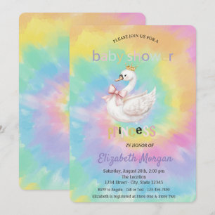 Süße Schwanenkrone Bow Tie Dye Babyparty Einladung
