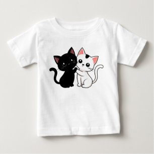 Süße Schwarz-Weiß-Cartoon-Katzen Baby T-shirt