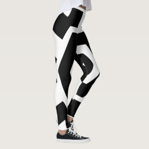 Süße Schwarz-Weiß-Gestreifte Moderne Workout-Kleid Leggings