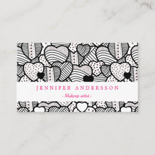 Süße Schwarz-Weiß-Herzenmuster Visitenkarte