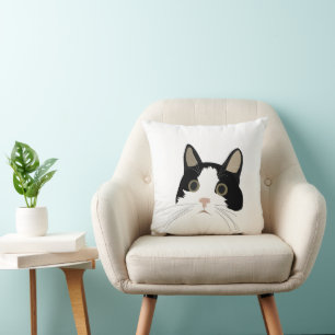 Süße Schwarz-Weiß-Katze Kissen
