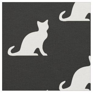 Süße Schwarz-Weiß-Katzen-Silhouette Textilstoff Stoff