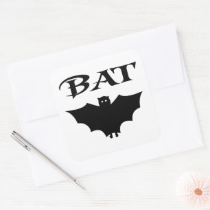 Süße schwarz-weiße Fledermaus Halloween Quadratischer Aufkleber