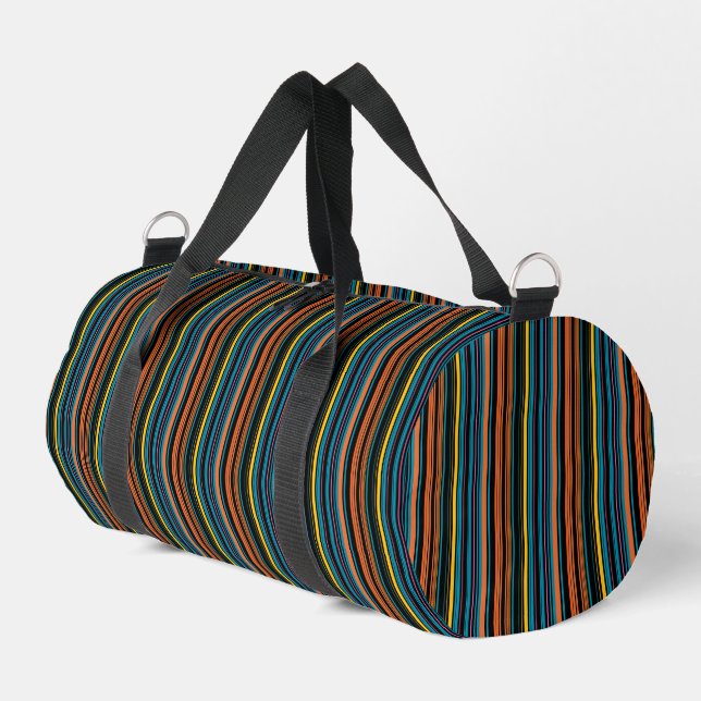 Süße schwarze blaue Streifen Duffle Bag (Linke Seite)