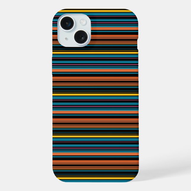 Süße schwarze blaue Streifen iPhone 15 Plus Hülle (Rückseite)