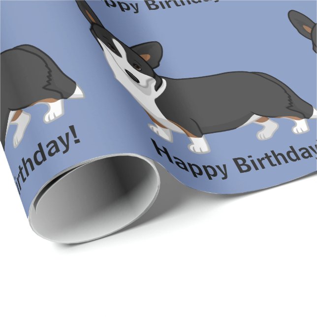 Süße schwarze Cardigan Welsh Corgi Hunde Liebhaber Geschenkpapier (Rolleneckpunkt)