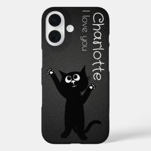 Süße schwarze Cartoon-Katzen namens Charcoal Case- iPhone 16 Hülle