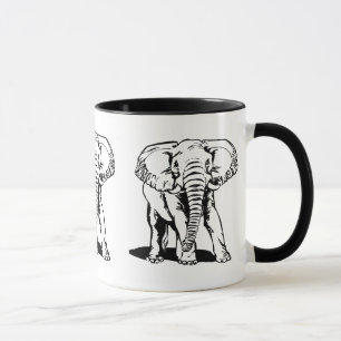 Süße schwarze Elefanten-Strichzeichnung Tasse