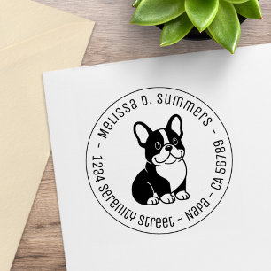 Süße schwarze französische Bulldogge individuelle Gummistempel