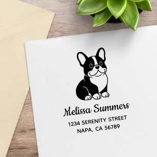 Süße schwarze französische Bulldogge individuelle Gummistempel