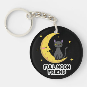 Süße schwarze Katze auf dem Mond - Vollmond-Freund Schlüsselanhänger