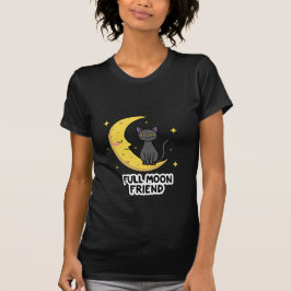 Süße schwarze Katze auf dem Mond - Vollmond-Freund T-Shirt