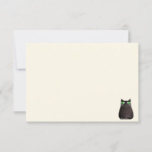 Süße schwarze Katze Blank Creme Beige Mitteilungskarte