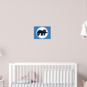 Süße schwarze Katze blaue Spritzwand Poster