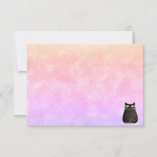 Süße schwarze Katze, bunte Aquarell-Notizkarten Mitteilungskarte