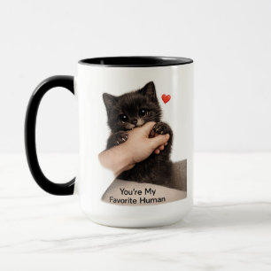 Süße schwarze Katze "Du bist mein Lieblingsmensch" Tasse