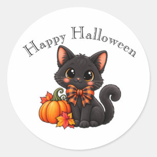 Süße schwarze Katze Frohes Halloween Aufkleber