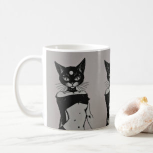 Süße schwarze Katze Goth Ästhetik Anime Kaffeetasse