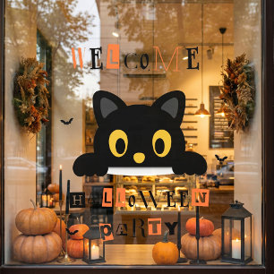 Süße schwarze Katze Halloween Fensteraufkleber