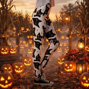 Süße schwarze Katze Halloween Leggings