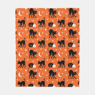 Süße schwarze Katze Halloween nahtloses Muster | O Fleecedecke