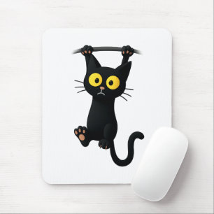 Süße schwarze Katze Hängende Cartoon - Lustige Kaw Mousepad