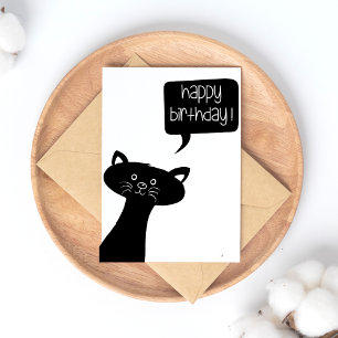 Süße schwarze Katze - Happy Birthday Postkarte