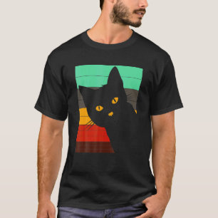 Süße schwarze Katze im vintage Retro Stil Bombay K T-Shirt