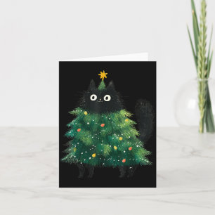 Süße schwarze Katze im Weihnachtsbaum Katzenliebha Dankeskarte
