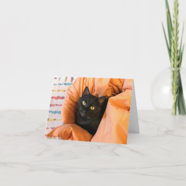 Süße schwarze Katze Karte (Vorderseite)