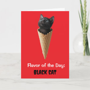 Süße schwarze Katze Kegel Grußkarte Karte