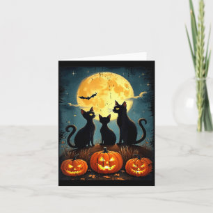 Süße schwarze Katze Kürbis Halloween-Kostüm Herbst Karte