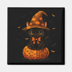 Süße schwarze Katze Kürbis Saison Herbst Magnet