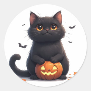Süße schwarze Katze Magie Halloween Thema 🎃 Runder Aufkleber