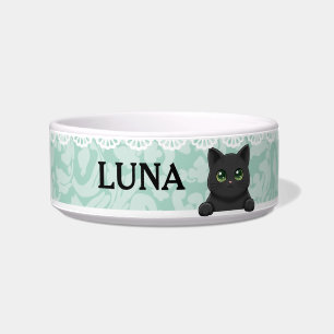 Süße schwarze Katze Mint benutzerdefinierter Name Napf