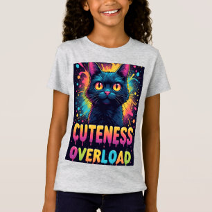 Süße schwarze Katze mit großen gelben Augen T-Shirt