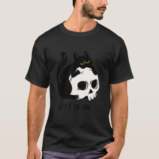 Süße schwarze Katze mit Totenkopf Schwarze Katze D T-Shirt