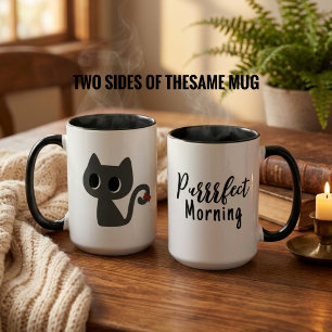 Süße schwarze Katze Purrrfecter Morgen Lustiger Sp Tasse