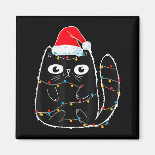 Süße schwarze Katze Santa Weihnachtsbeleuchtung Mi Magnet