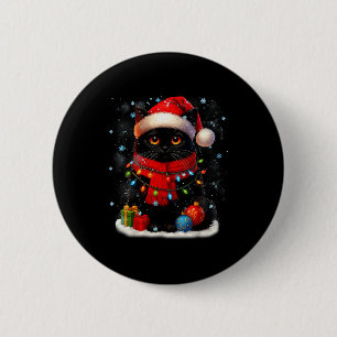 Süße schwarze Katze Santasnowflake Weihnachten Xma Button