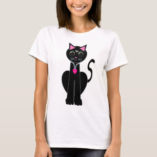 Süße schwarze Katze T-Shirt