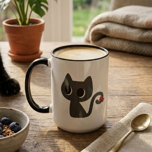 Süße schwarze Katze Tasse
