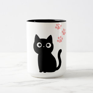 Süße Schwarze-Katze-Tasse Minimalistischer Katze Zweifarbige Tasse