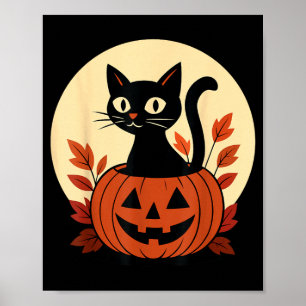 Süße schwarze Katze und Jack O Lantern Kürbis Poster