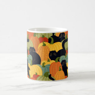 Süße schwarze Katze und Kürbis Halloween Nahtlos Kaffeetasse
